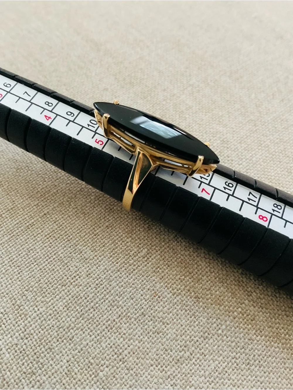 Vintage 1970s 10K Gold Black Onyx Marquise Ring Size 5.75 3.67g
